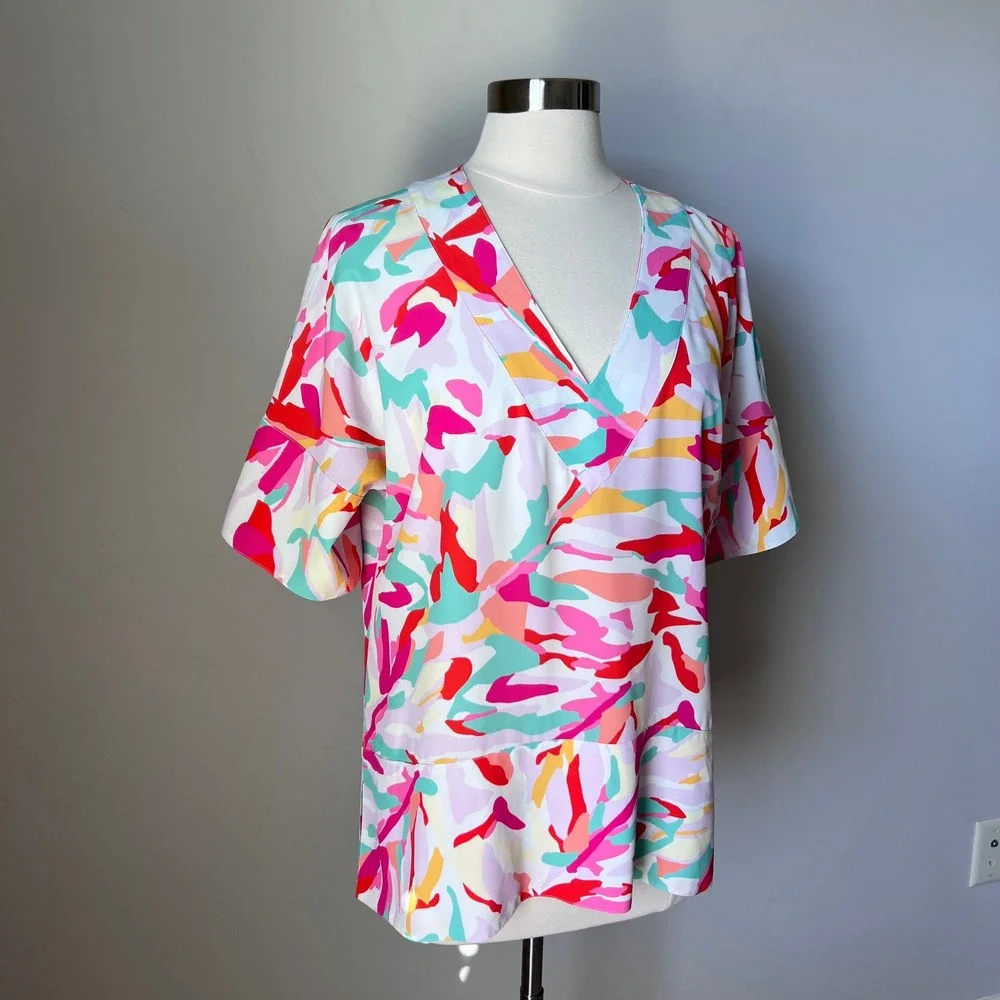CROSBY by Mollie Burch Shine Your Bright V Neck Kimono Sleeve Top Women's Medium